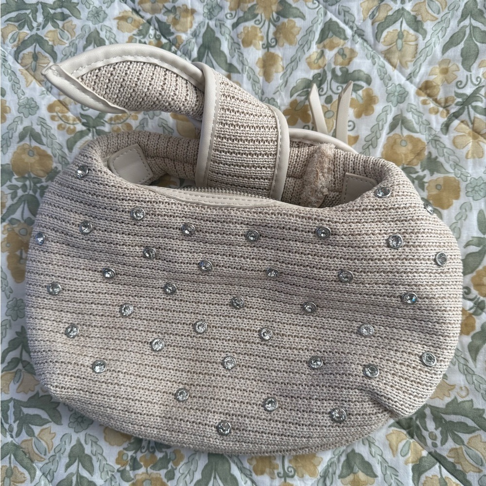 Urban Expressions Chic Woven Straw Clutch with Rhinestone Details